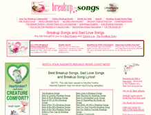 Tablet Screenshot of breakup-songs.com